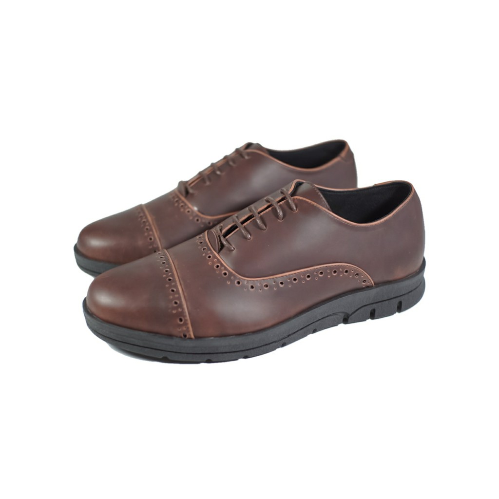 Tomford Brown | Sepatu Kulit Formal Classy Captoe Simple Kerja Pria Cowok Oxford | FORIND x Barnum