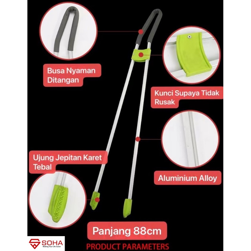 Alat Penjepit Barang Serbaguna Panjang 88cm Jepit Capit Sampah