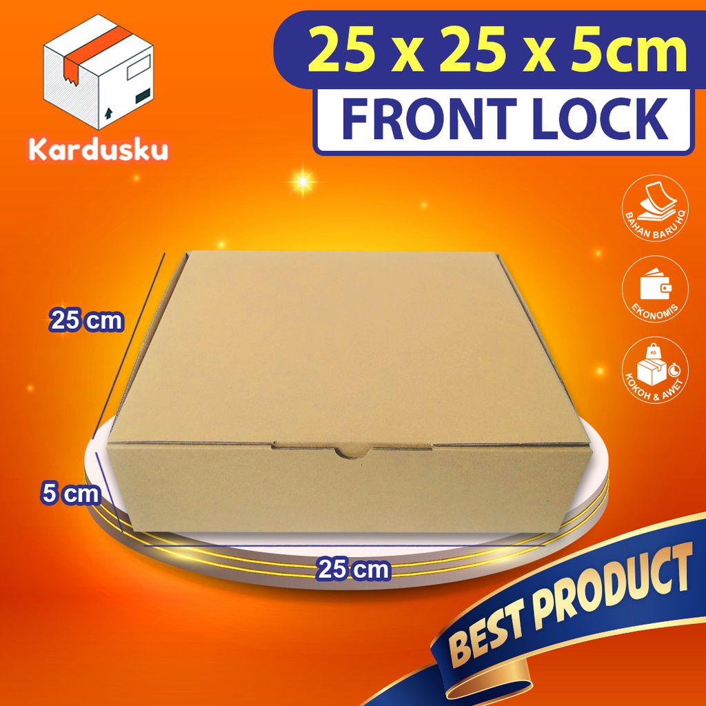 

Kardus Dus uk 25x25x5 cm (ECER) Die Cut Box Kotak Packing Aksesoris Baju Makanan Pizza Hijab Kue