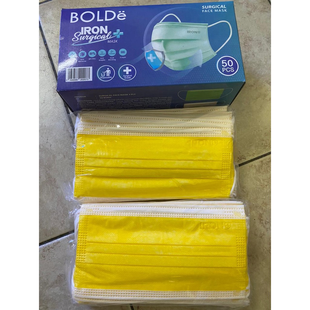 BOLDe IRON PLUS  MASKER MEDIS KEMENKES RI 3ply 50/boX