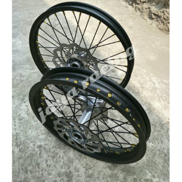 Sepaket velg ring 16 19 hole 36 KLX 150 atau bisa pasang ke motor ubahan paket kmplit plus stel velg
