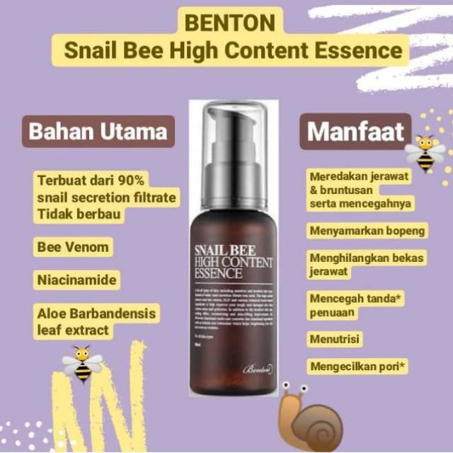 manfaat benton snail bee high content essence