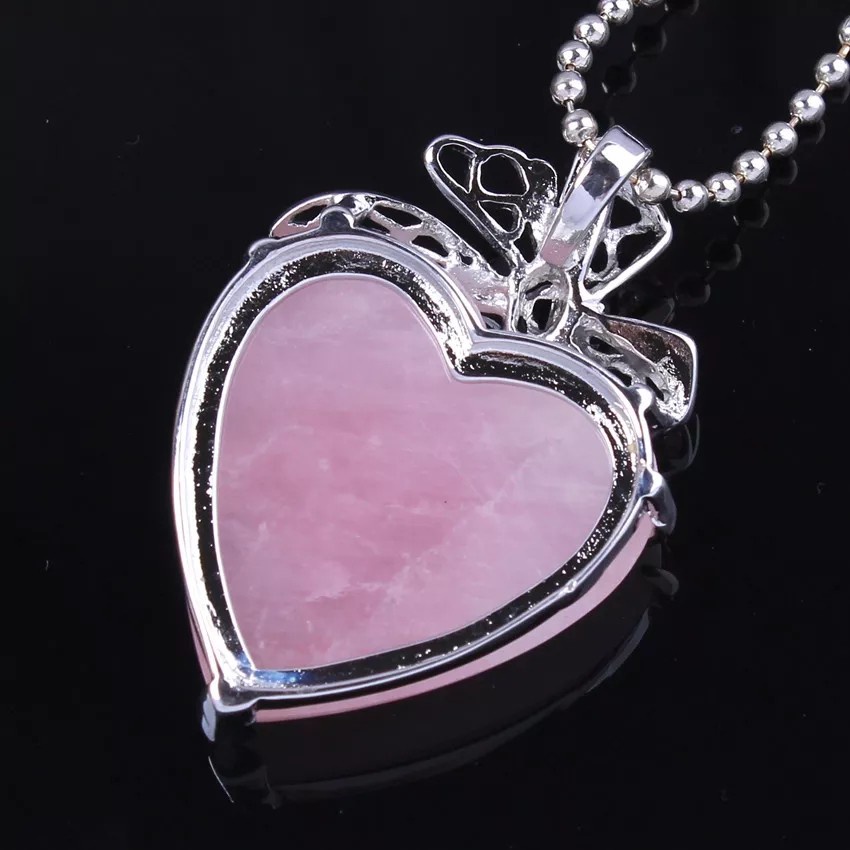 Rose Pink Natural Kalung Kristal Liontin Perhiasan