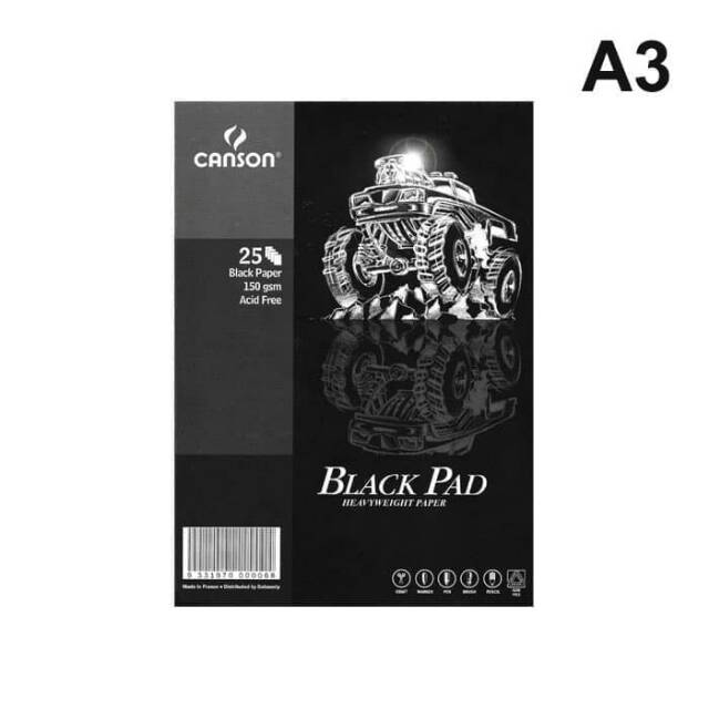 

Canson Black Pad A3 - 150gsm (Black Drawing Paper)