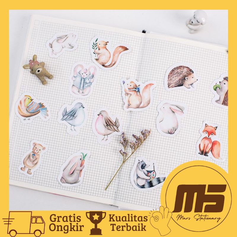 

[ 45 PCS ] Sticker Kawai Animal Cute untuk Scrapbook Jurnal Diary DIY | Mars Stationary
