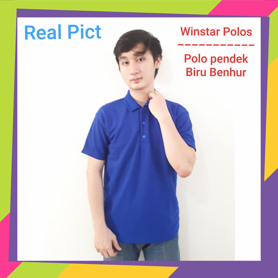 Jual Kaos Kerah Polos Warna Biru Benhur Kaos Polo Polos Warna Biru