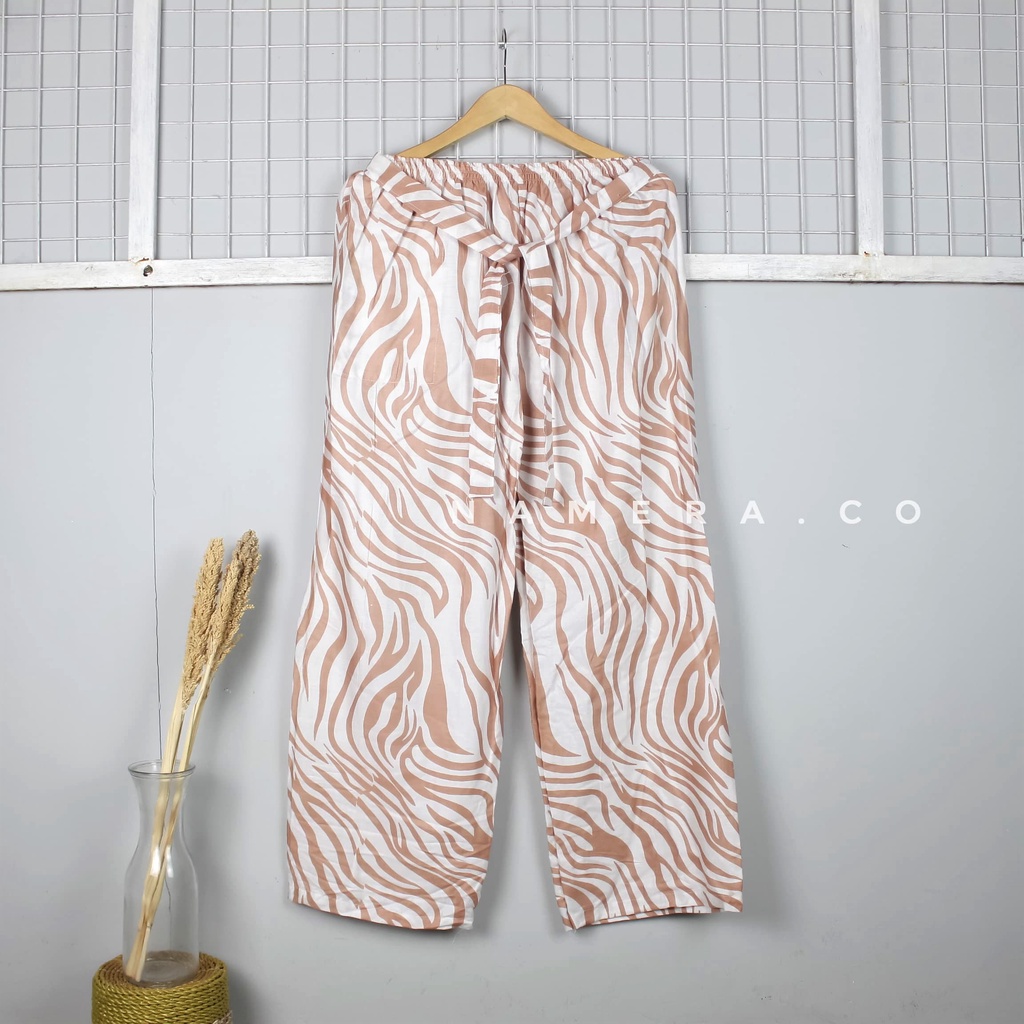 Celana Tidur Kulot Panjang Wanita Motif ZEBRA Bahan Rayon