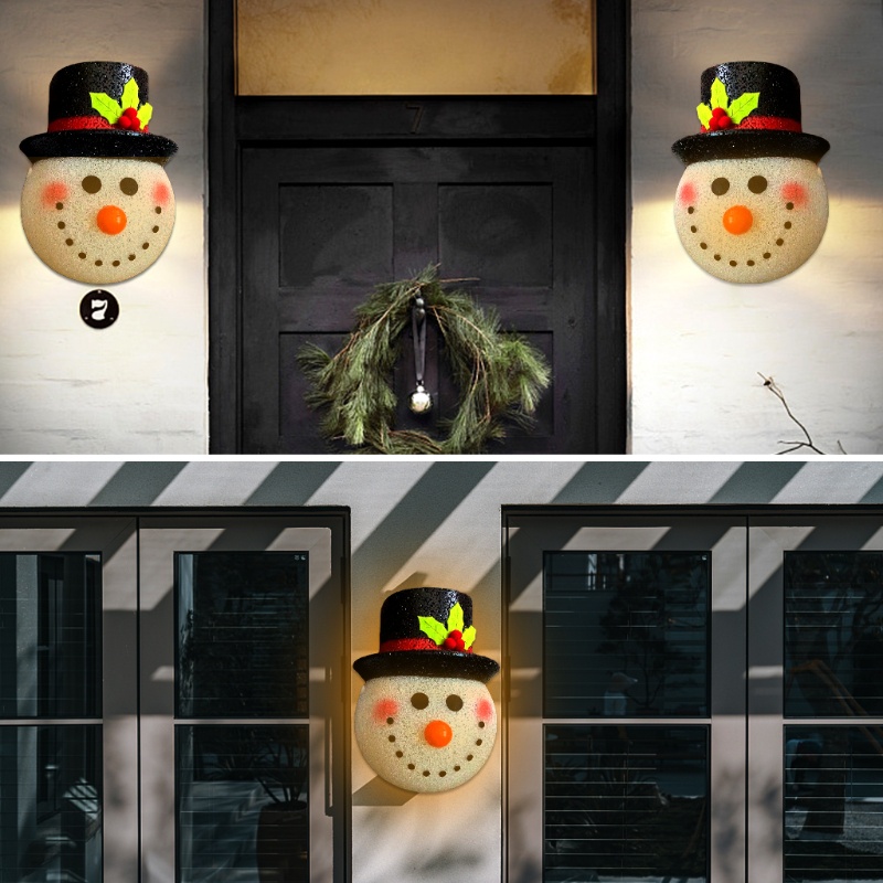 Zzz 2Pcs Cover Lampu Anti Air Motif Kartun Snowman Untuk Dekorasi Natal / Outdoor / Musim Dingin