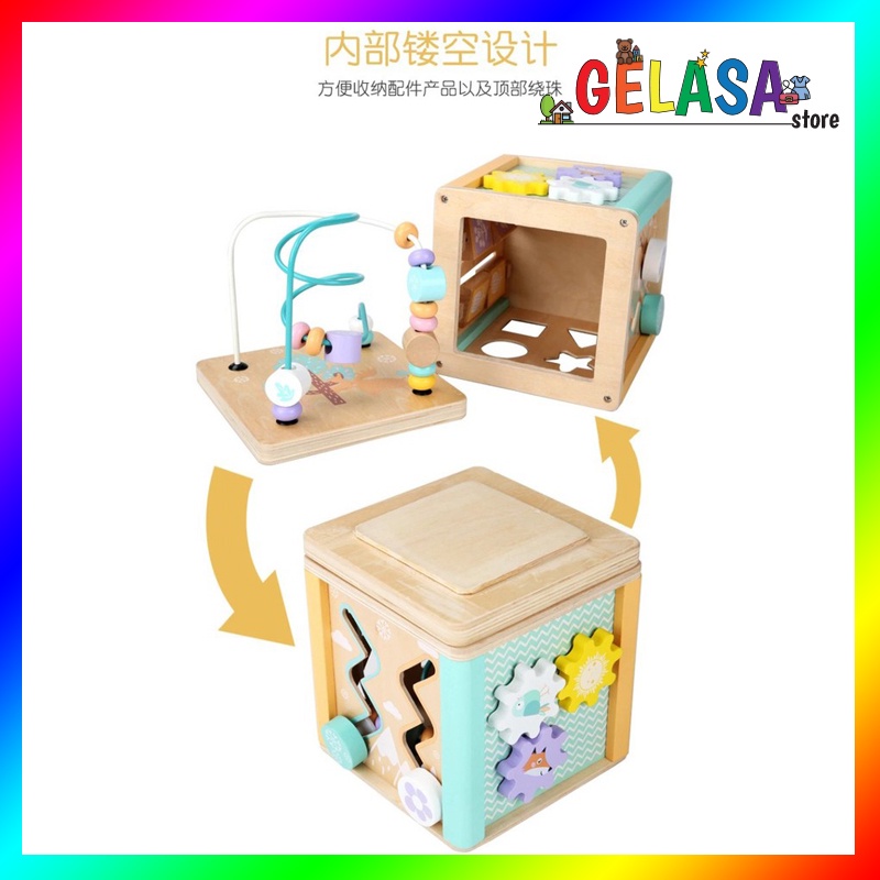 Gelasa Mainan kayu anak Bead Maze Roller Coaster Toy