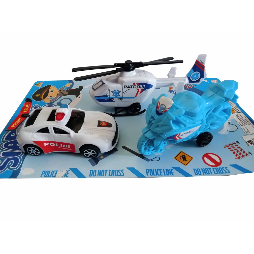 Mainan Kendaraan 3 Set Patroli Polisi