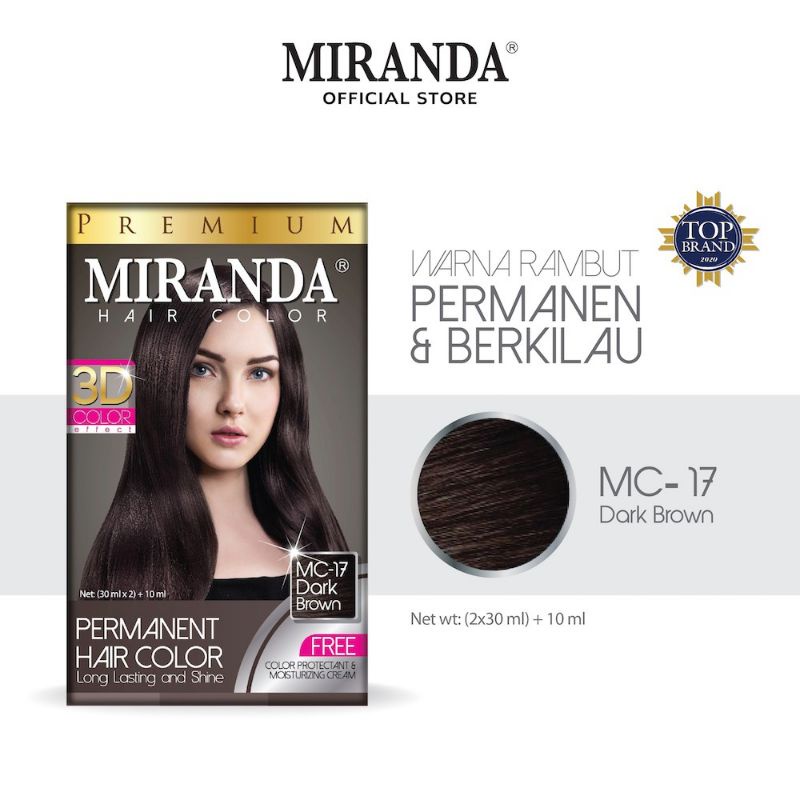 Miranda Hair Color (Cat Rambut Permanen) MC17 Dark Brown 30ml