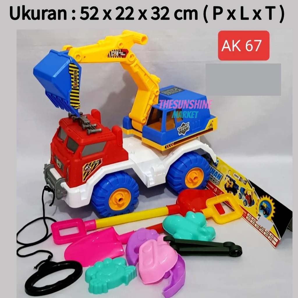 Mainan Truck Beko Besar + Cetakan Pasir AK67 / Mainan Mobil Truk Pasir