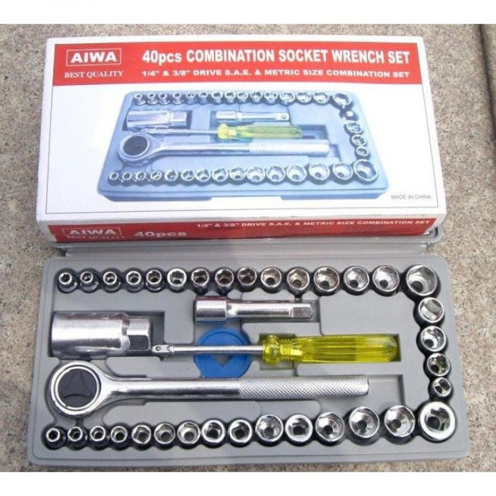 Kunci Pas Torsi Multipurpose Combination Socket Wrench Set 40 Pcs