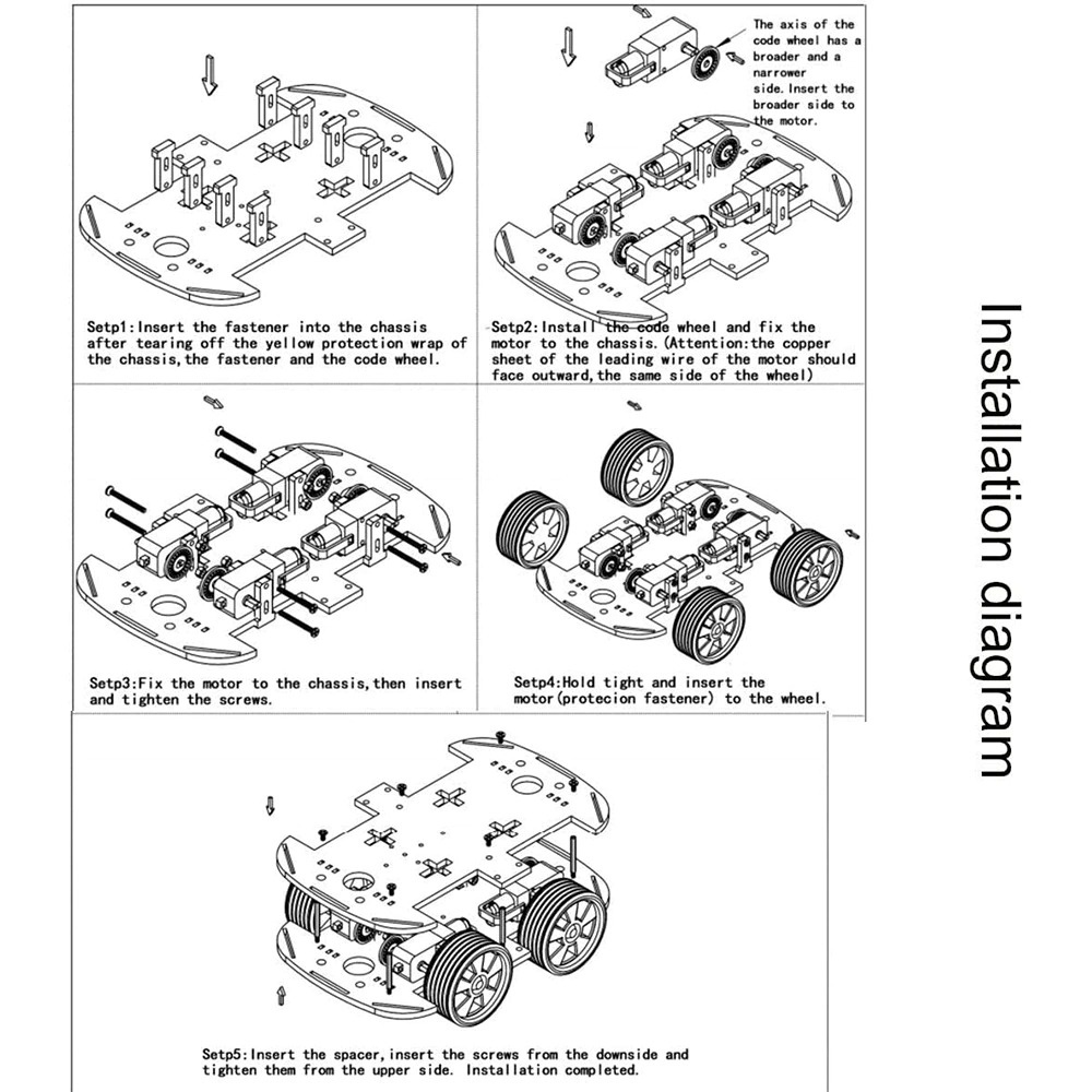 4WD Smart Robot Car Chassis Kits Speed Encoder 2WD dengan battery box