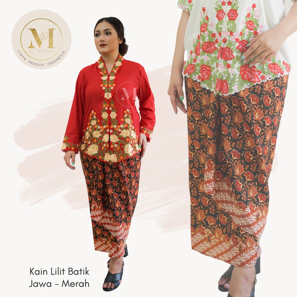 Kain Lilit Motif Batik Jawa  - Malika - Bawahan Kebaya Encim - Rok Kebaya Ncim