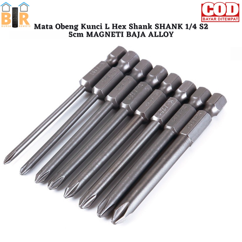 MATA OBENG KUNCI L HEX SHANK 1/4 S2 5cm MAGNETIK BAHAN BAJA ALLOY STEEL