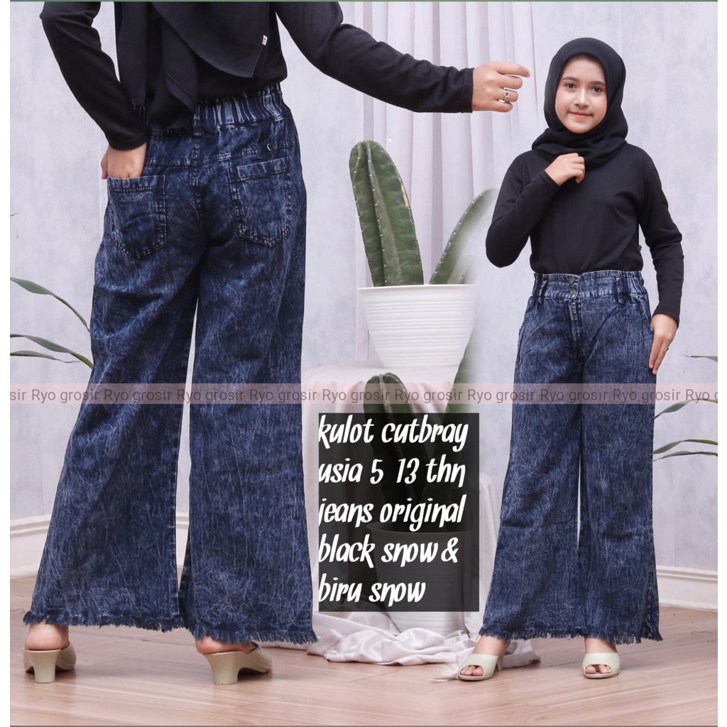 JEANS ANAK//KULOT ANAK PEREMPUAN TANGGUNG//KULOT JEANS RAWIS//CELANA KULOT CUTBRAY