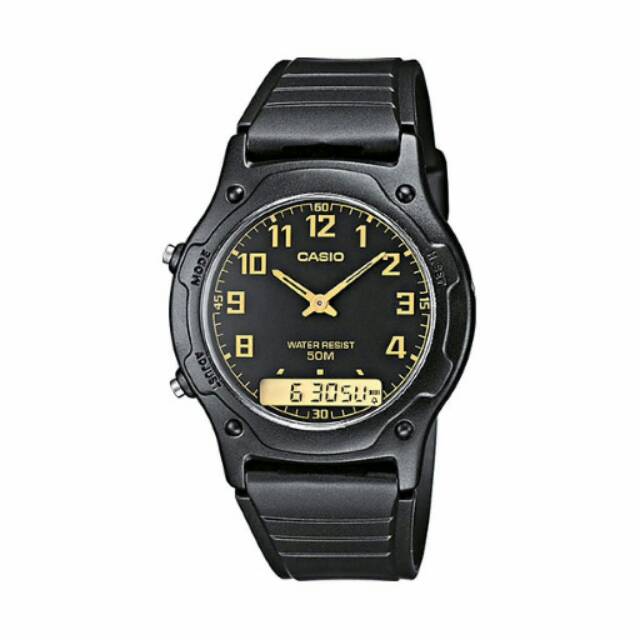 JAM TANGAN CASIO AW-49H-1B ORIGINAL - HITAM GOLD AW49H