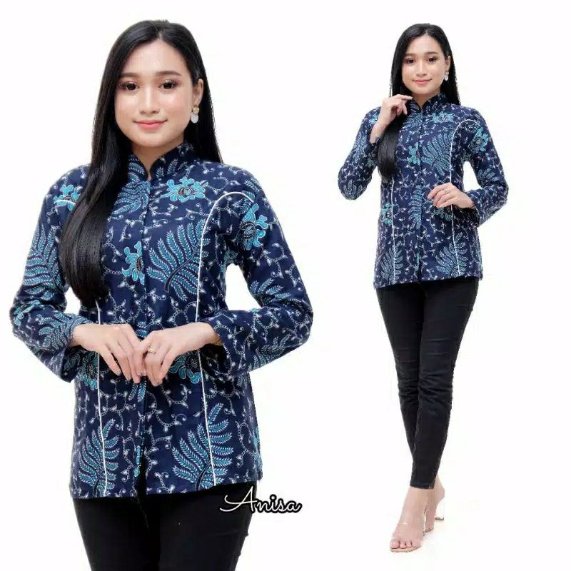Tey-17 Batik Wanita Asj Sa Hrb026 Kenongo Kemeja Tosca Pendek