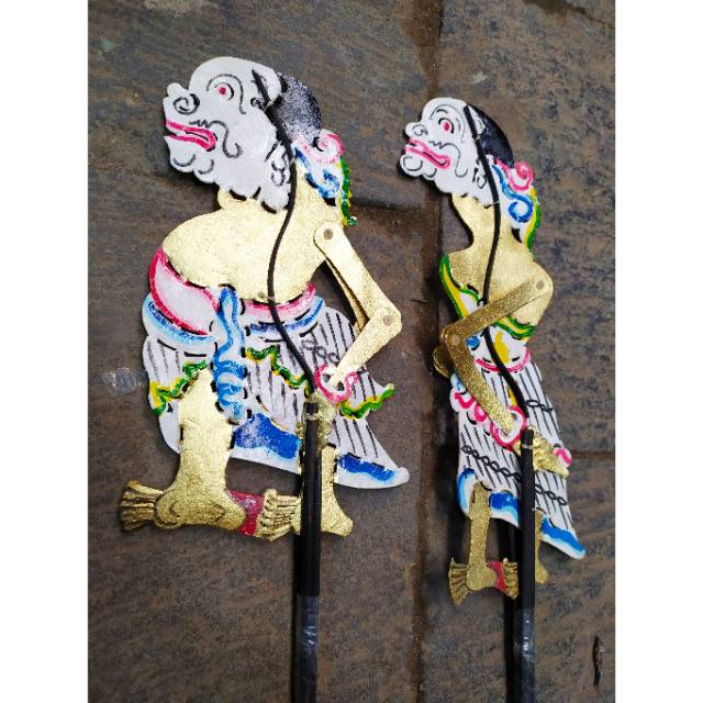 KERAJINAN MINIATUR WAYANG KULIT LIMBUK DAN CANGIK UKURAN KIDANGAN 30 CM BAHAN KULIT SAPI ASLI