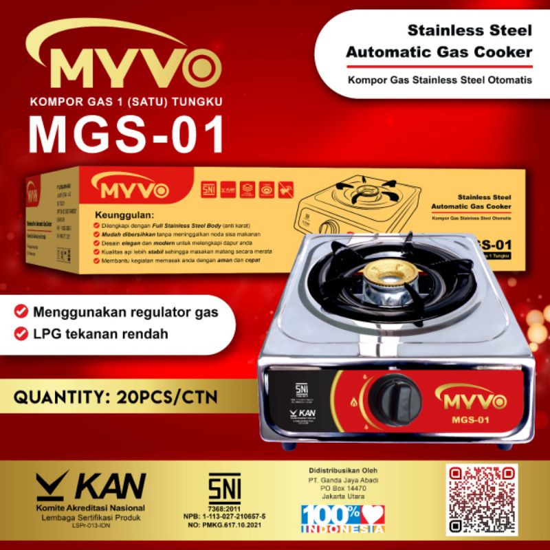 Kompor Gas 1 Tungku Stainless Steel Otomatis MGS01