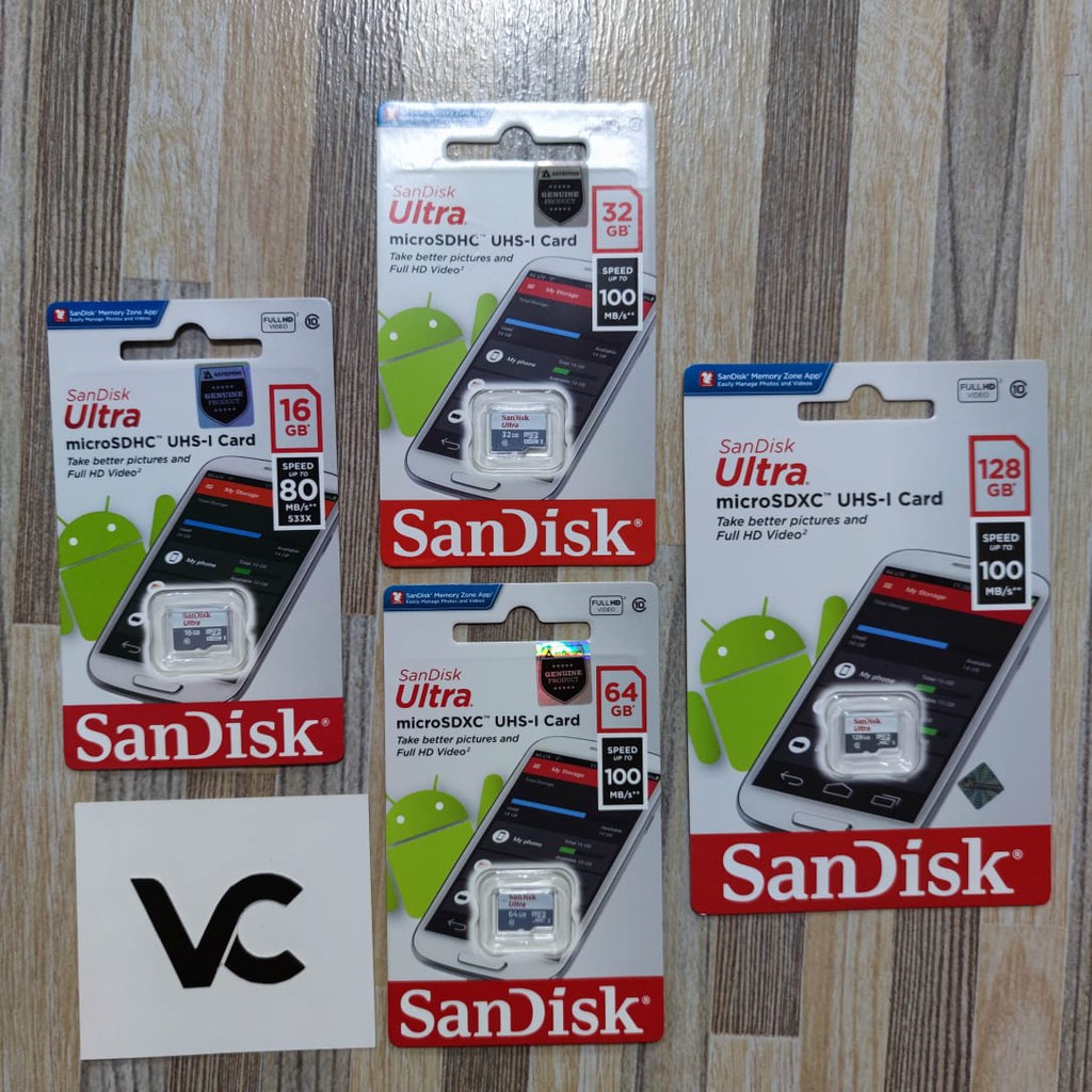 MicroSD SanDisk Ultra 16GB 32GB 64GB 128GB Memory Card Class 10 Micro SD Kartu Memori SDHC SDXC