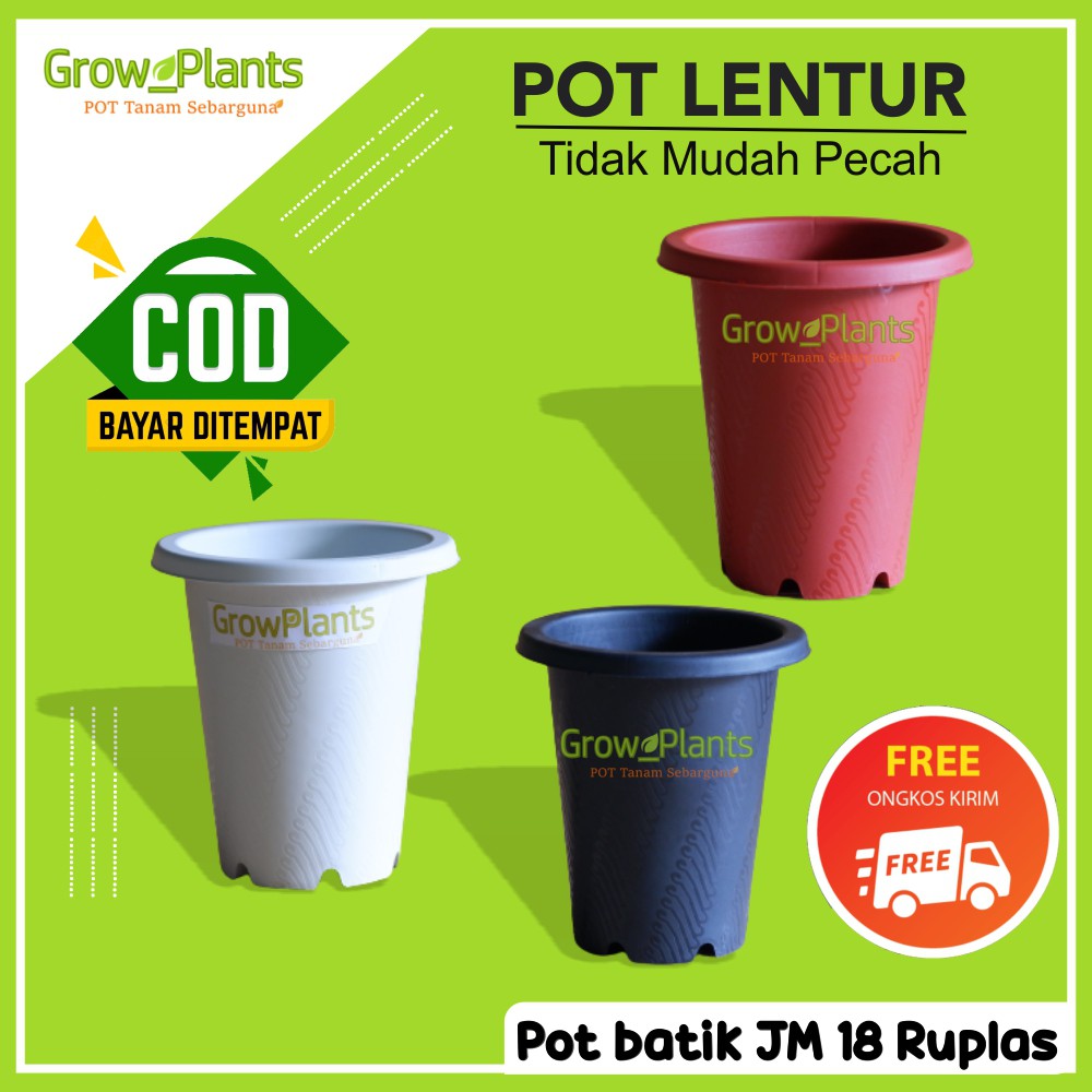 Pot Bunga Plastik Tanaman Air Murah Pot tinggi RUBY RUPLAS 18 Motif Batik Diameter 18 cm Bahan Tebal