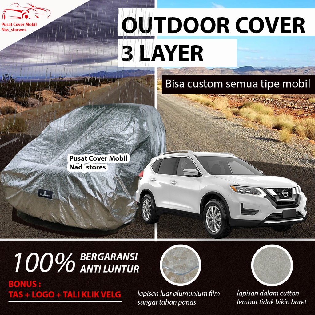 OUTDOOR Sarung Mobil Xtrail Covermobil X-Trail Anti Luntur Mobil Putih anti panas 3 lapis