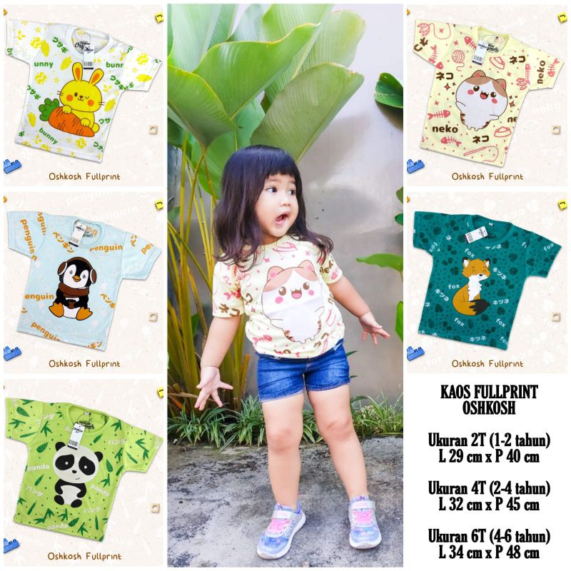 kaos anak fullprint oshkosh( combo )