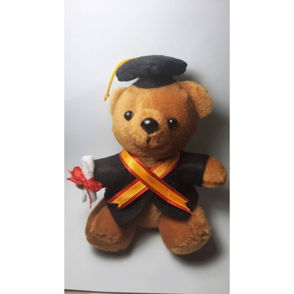 BONEKA WISUDA GRADUATION DOLL BERUANG BEAR MINI KECIL WARNA COKELAT  HITAM PUTIH PINK 12CM