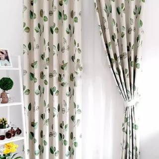 Gorden blackout motif Daun kopi Ceker Tiraipintu Tirai 