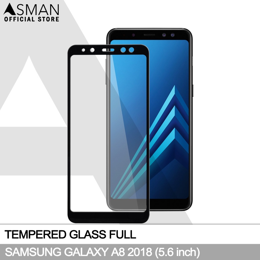 Tempered Glass Full Samsung Galaxy A8 2018 (5.6&quot;) | Anti Gores Kaca - Hitam