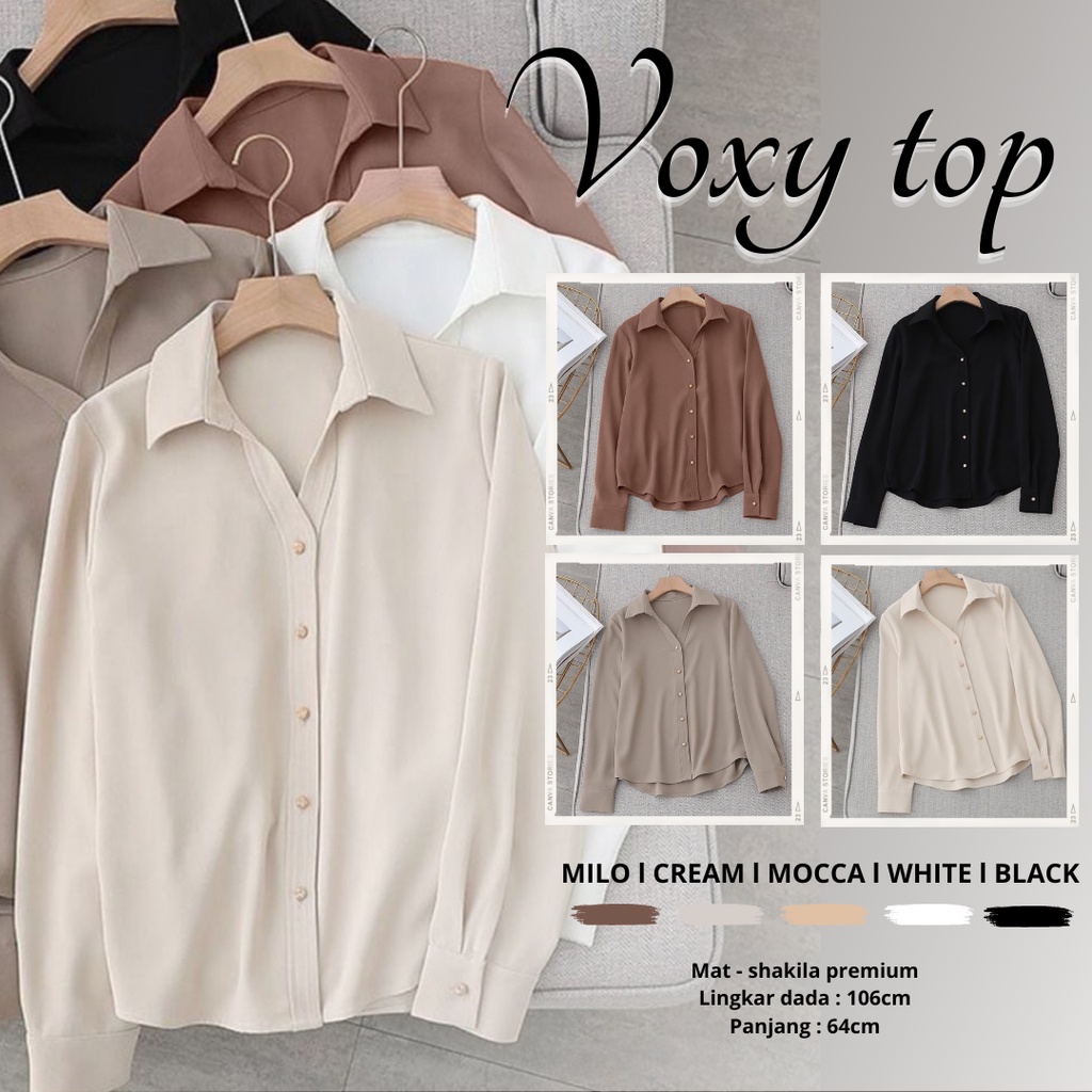 TOP CASUAL WANITA / VOXY SHIRT / KEMEJA BLOUSE WANITA POLOS / ATASAN KOREA