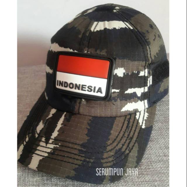 TOPI ARMY VELCRO + LOGO INDONESIA