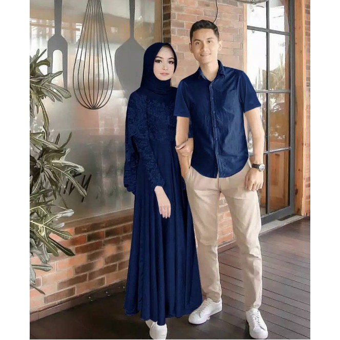 Gamis Couple kasih Pasangan Remaja Modis Kekinian Modern Terbaru 2021 Couple lebaran Suami Istri