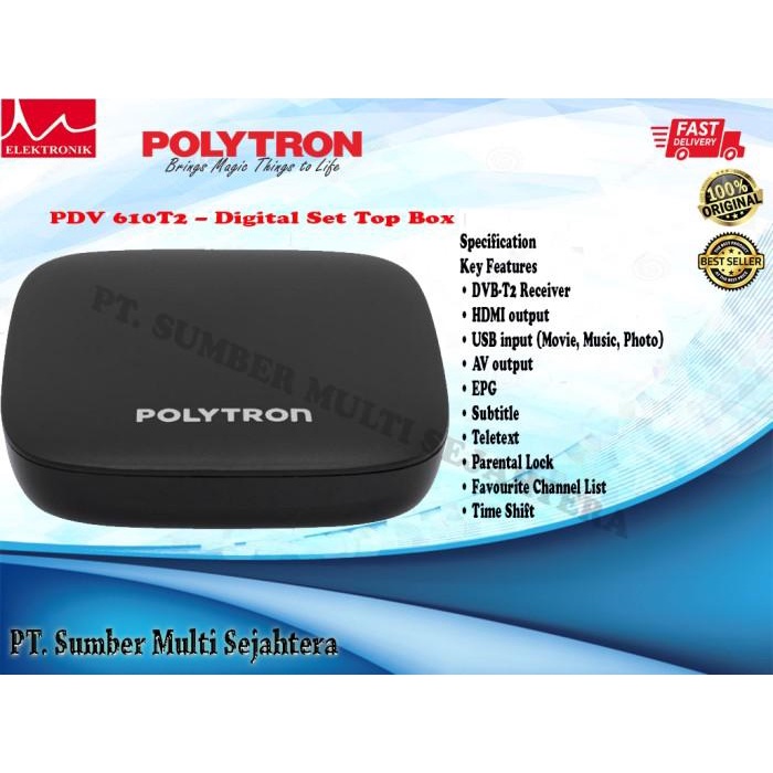 Polytron Set Top Box Pdv-610T2 Dvb T2 Tv Digital - Pdv 610T2