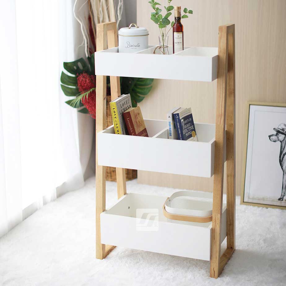 Rak Kayu Serbaguna Minimalis Kamar tidur DENVER WHITE