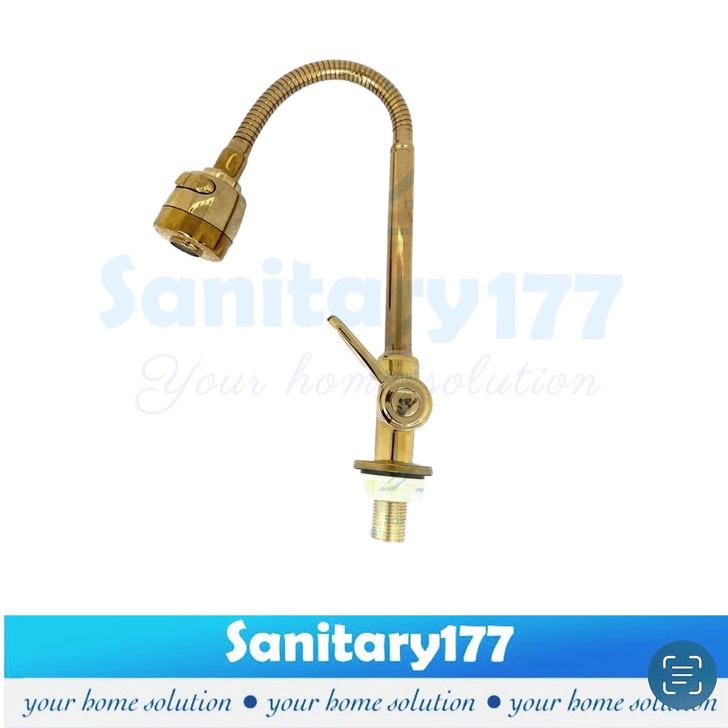 Kran gold dapur Angsa MEJA Engkol Fleksibel Minimalis Gold G13- Keran Air 1/2 inch flexible sink stainless 2in1 antik emas jadul antique