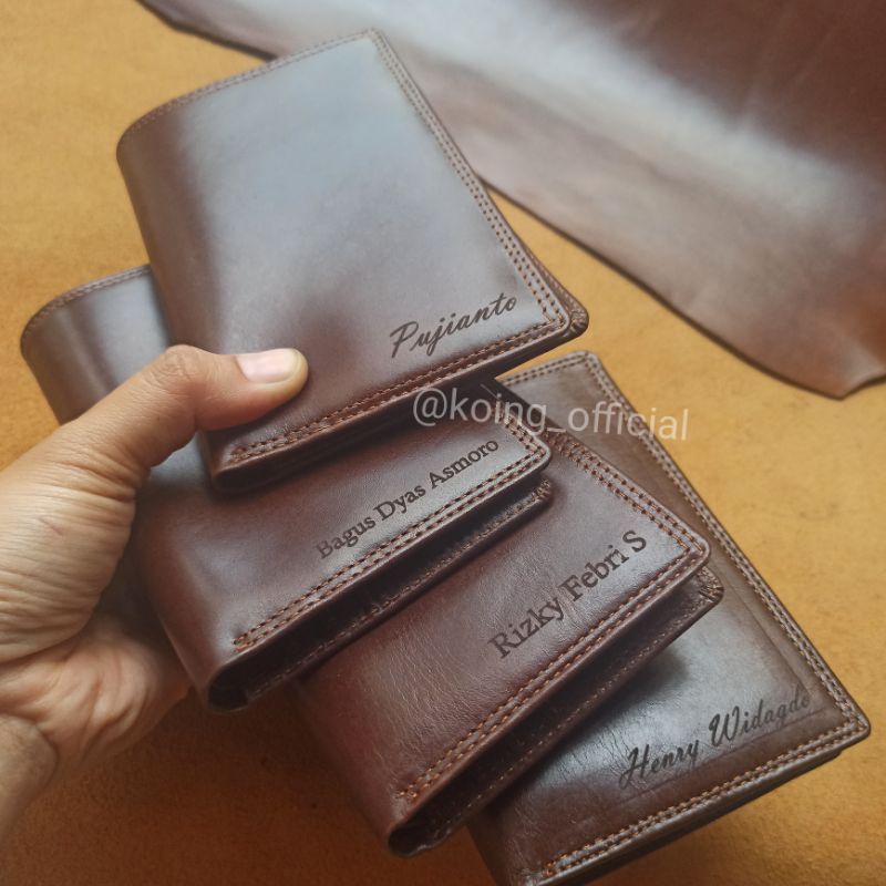 DOMPET PRIA  KULIT ASLI FULL CUSTOM NAMA MODEL BERDIRI SLOT KARTU BANYAK ORI