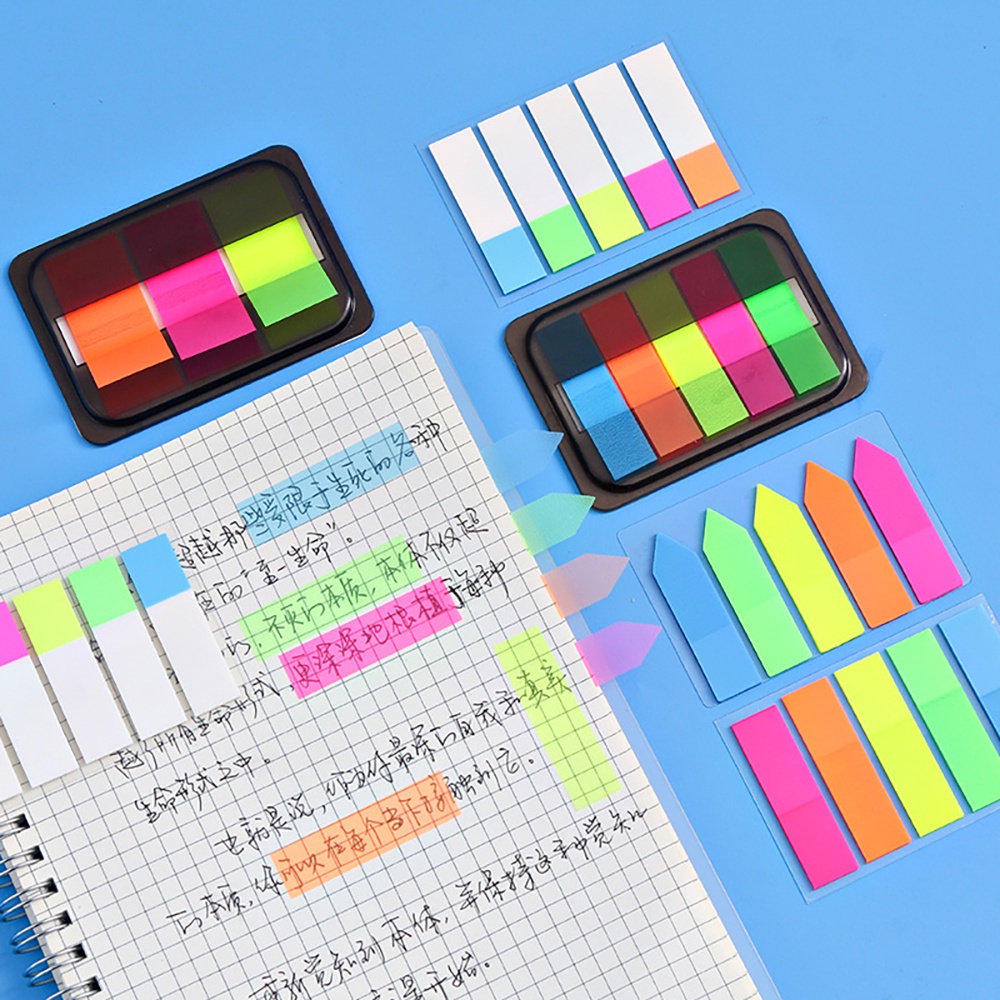 QUINTON Fluorescent Color Note Stickers Self Adhesive Sticky Notes Office School Supplies Memo Pads Index Tags for Page Marker N times Sticky Bookmark Stickers