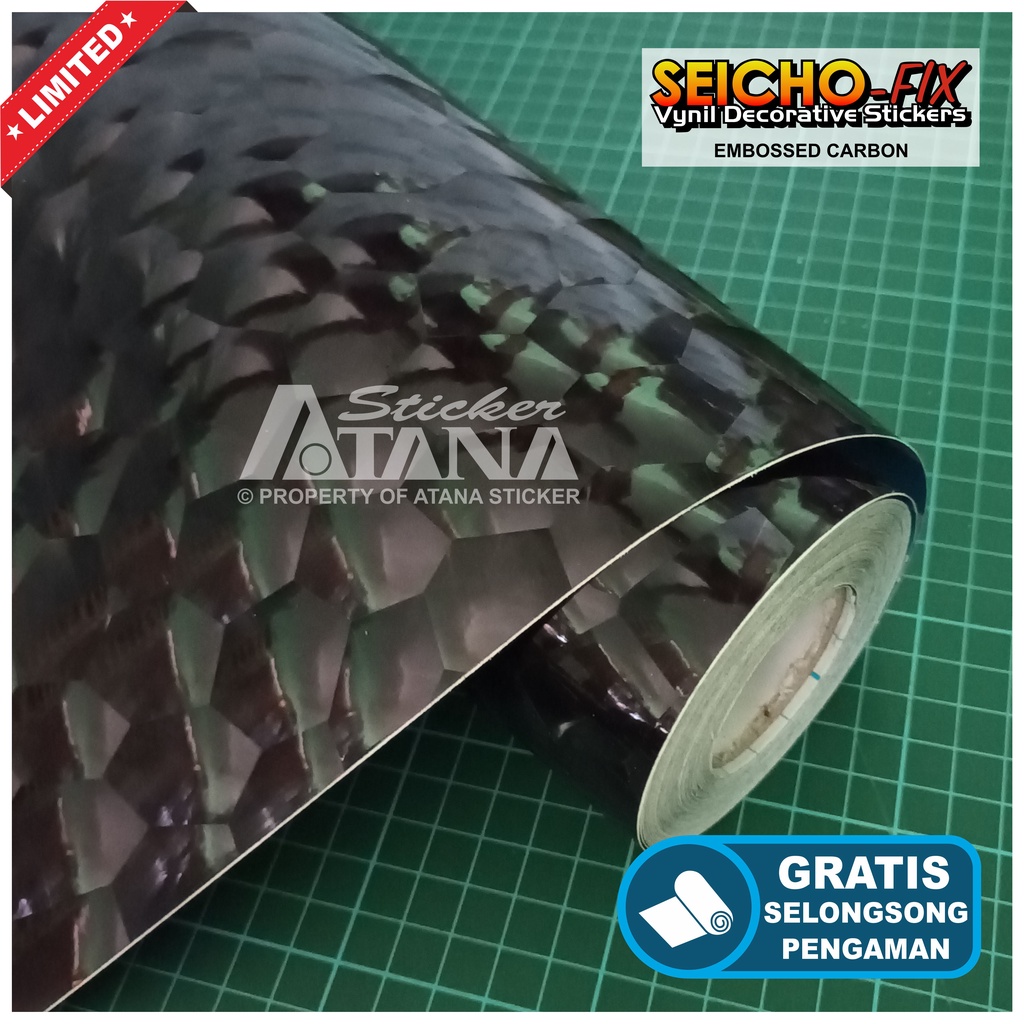 Skotlet Hitam Carbon Emboss 3D Scotlet Karbon Mozaik Tekstur Fiber Timbul Kasar Stiker Kevlar Motif Sisik Ular Corak Sticker Meteran Decal Roll Aksesoris Body Sepeda Motor Matic Mobil Dekorasi Spakbor Selebor Scolite Scotlight Sekotlet Hp Laptop Helm