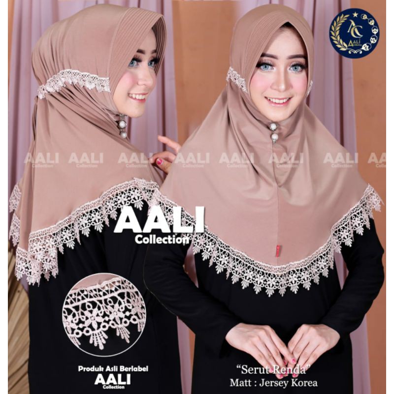 Aali Collection Bergo Serut Renda Jersy Korea