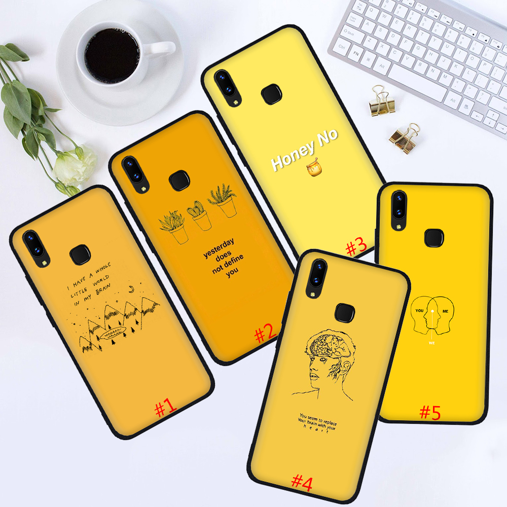 Soft Case Motif Print Estetik Warna Kuning Untuk Vivo Y20 S7 X50 X50 Pro Shopee Indonesia
