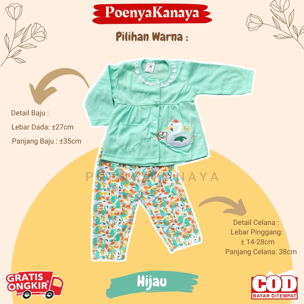 Setelan Baju Bayi Piyama Bayi Panjang Perempuan SWAN LOVE Yeiko 6-18 bln SPY08