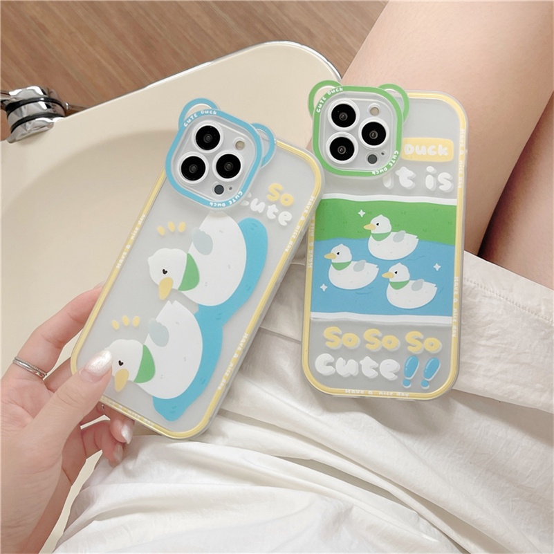 Soft Case Silikon TPU Motif Bebek Putih Untuk iPhone 13 12 11 Pro Max X Xr Xs Max SE 2020 8 7 6 6s Plus