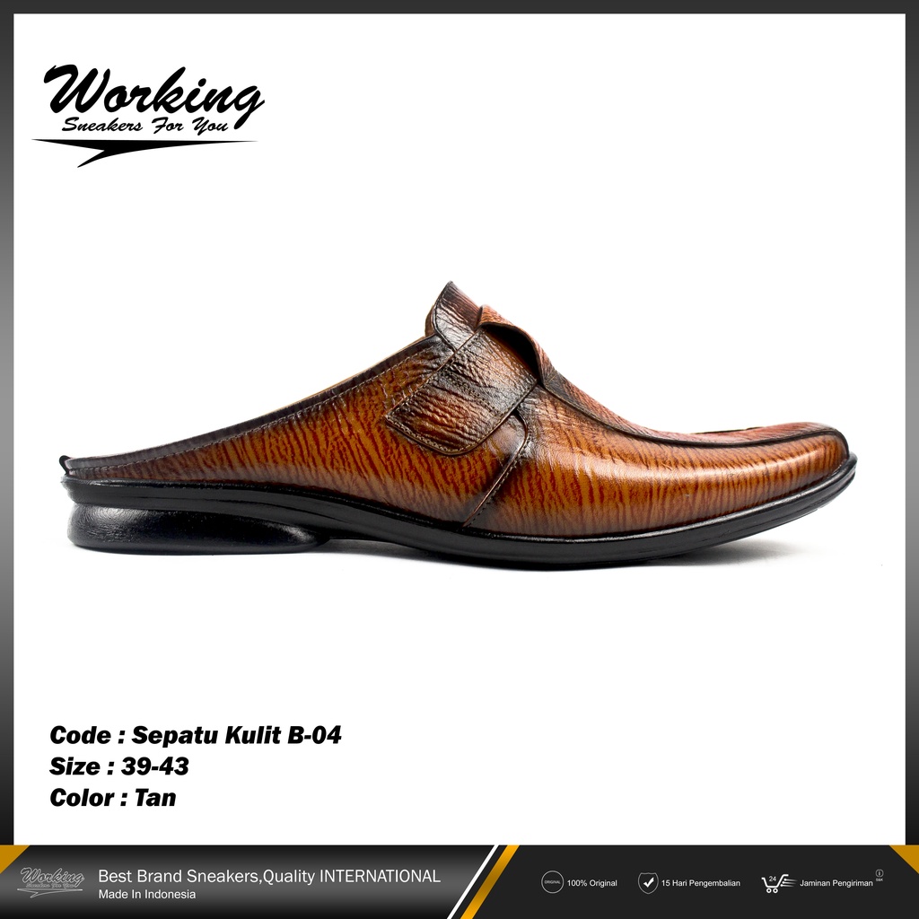 Sepatu Pria Kulit Working B-04 // Sepatu Kerja // Sepatu Pria Keren // Sepatu Kulit Asli 100% Realpict Bisa COD