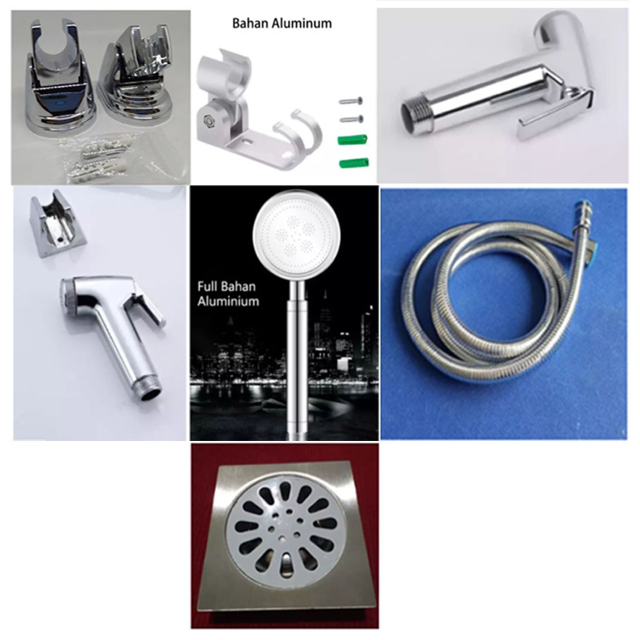 Dudukan Shower/Kepala Shower/Selang Adjustable Head