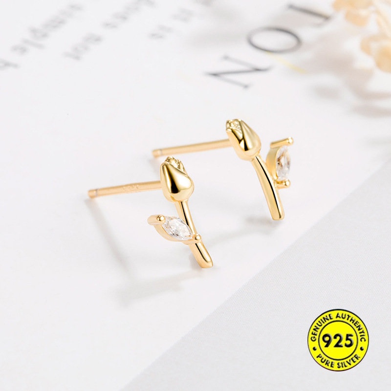 Anting Tusuk Sterling Silver 925 Model Bunga Mawar Untuk Wanita U1033