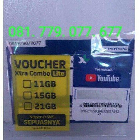 kartu perdana xl 21gb combo lite / nomor cantik rapi xl 21gb