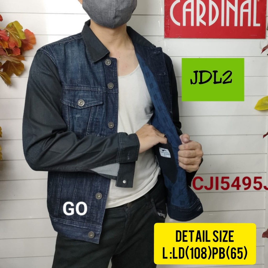gos L-XL JDL CARDINAL JAKET JEANS Pakaian Pria Outerwear Jaket Denim Berkancing Pria Outdoor